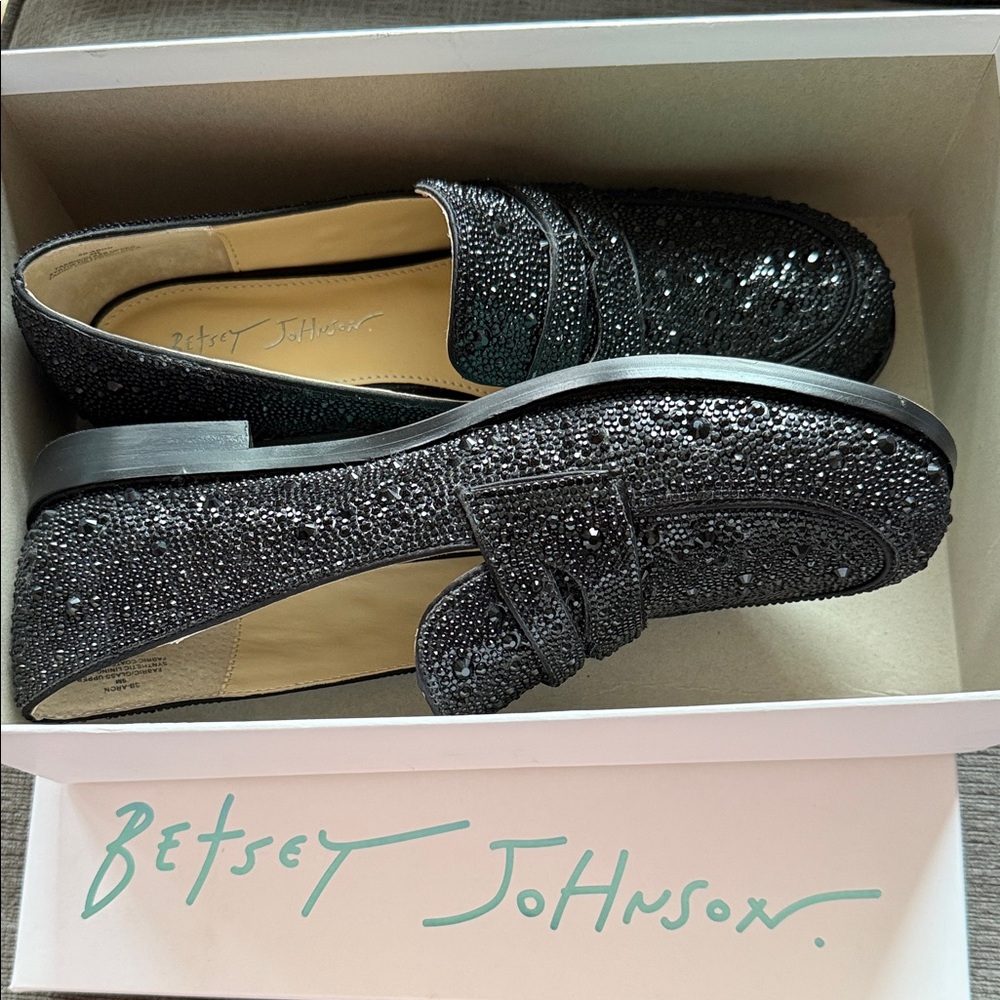 Betsey Johnson Black Sparkle Loafers